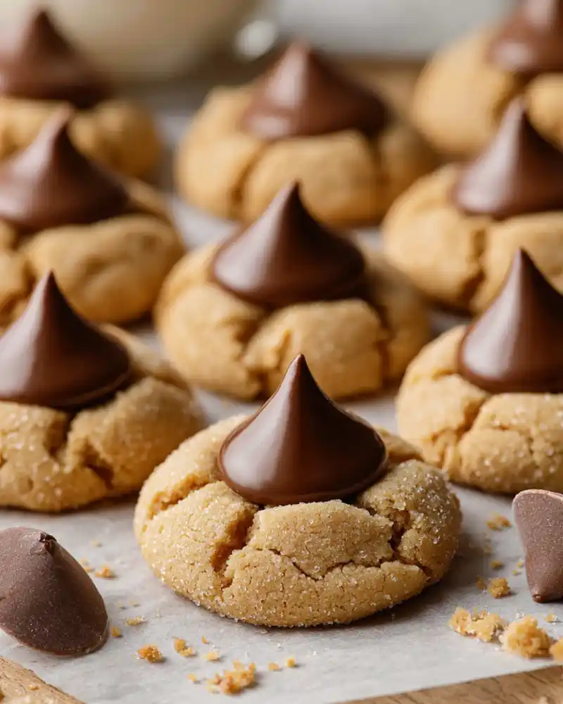 Gluten-Free Peanut Butter Blossom Cookies.