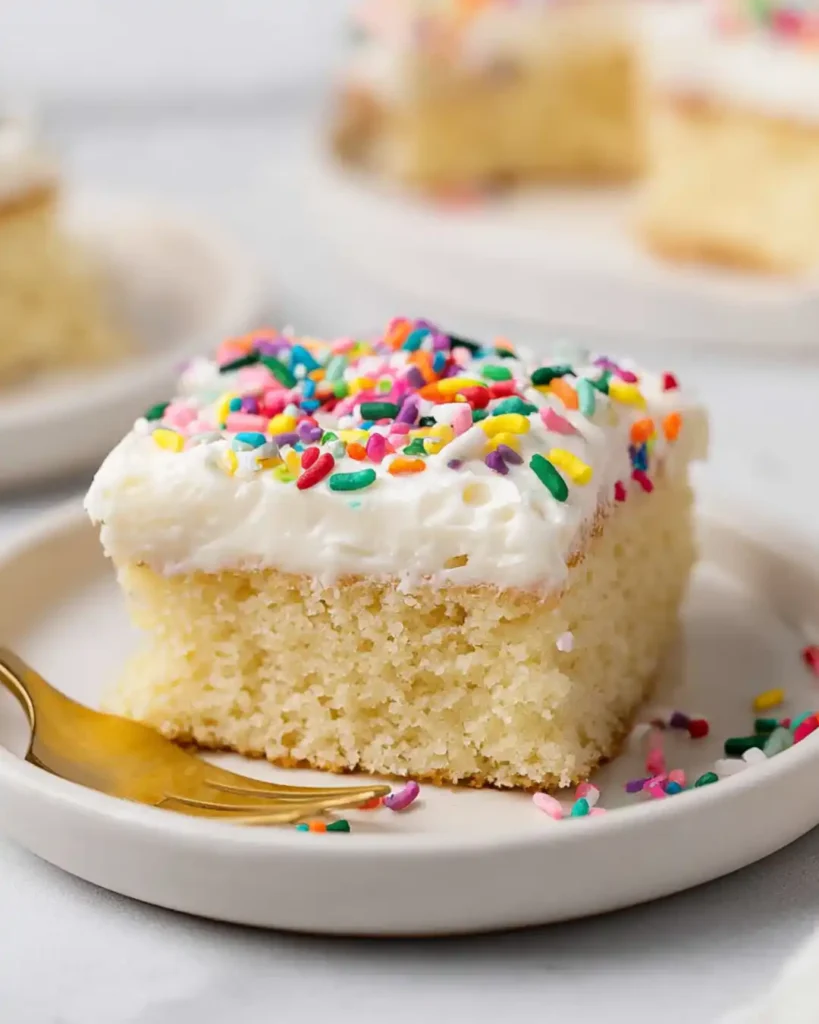 Slice of a gluten free dairy free vanilla cake