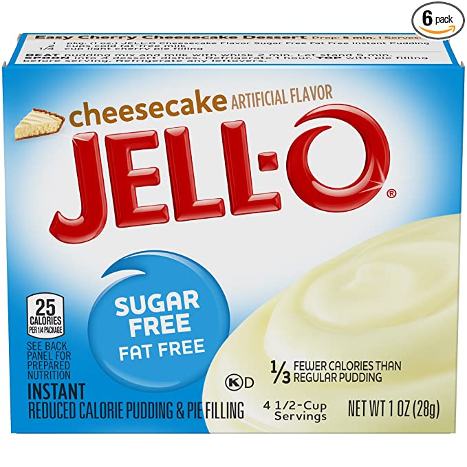 Jell-O Instant Cheesecake Sugar-Free Fat Free Pudding & Pie Filling (1 oz Boxes, Pack of 6)