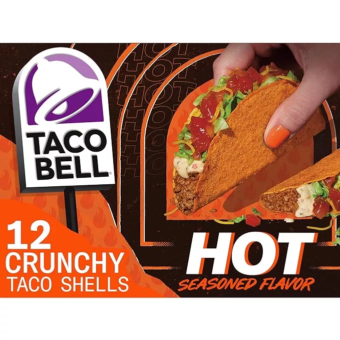 Taco Bell Hot Crunchy Seasoned Flavor Taco Shells, 12 ct Box