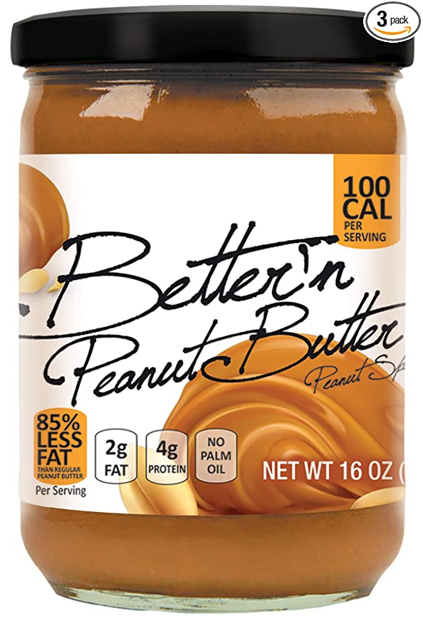 Pack of 3, Better'n Peanut Butter, Peanut Spread Original Low Fat and Gluten Free, 16 Ounces
