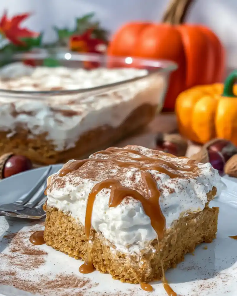 Lightened Up Pumpkin Poke Cake