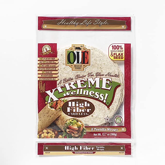 Ole Xtreme Wellness High Fiber Low Carb Wraps - 4 Pack Case - 8ct