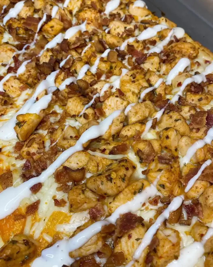 Buffalo Chicken Bacon Ranch Pizza