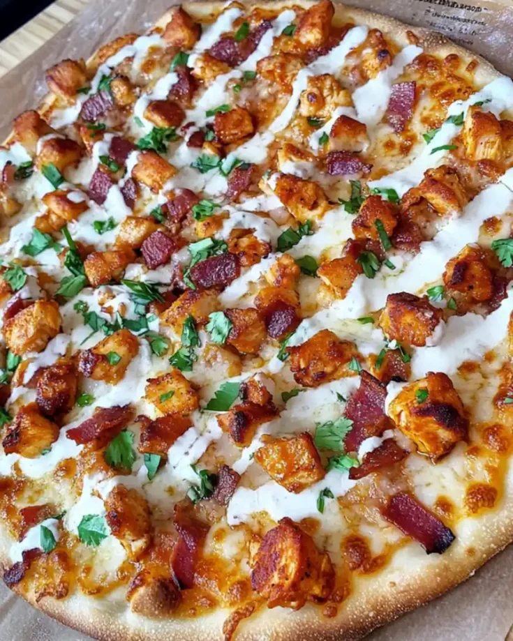 Buffalo Chicken Bacon Ranch Pizza