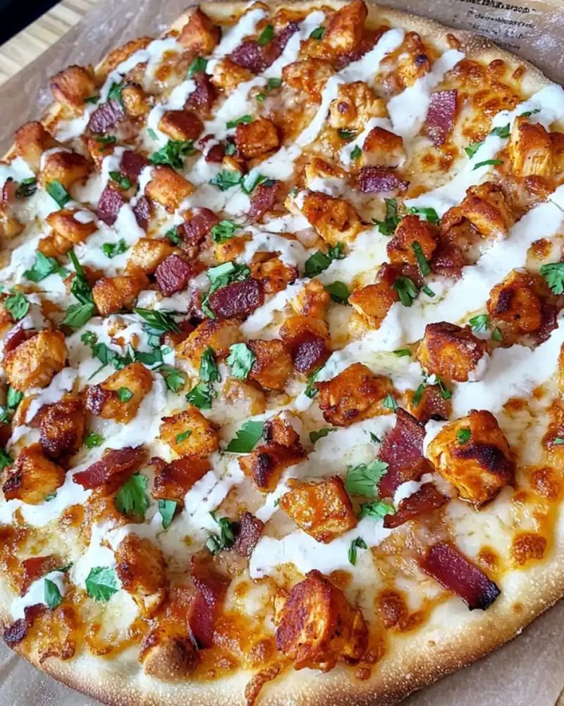 Buffalo Chicken Bacon Ranch Pizza