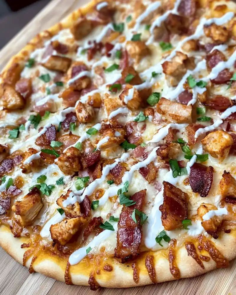 Buffalo Chicken Bacon Ranch Pizza