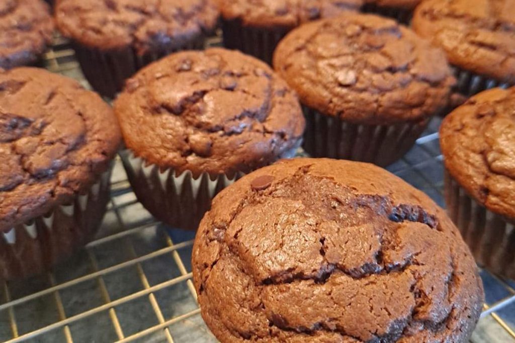 Sourdough Double Chocolate Muffins
