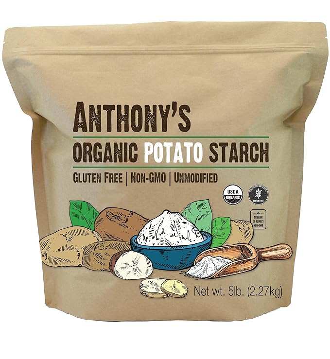 Anthony's Organic Potato Starch, Unmodified, 5 lb, Gluten Free & Non GMO, Resistant Starch