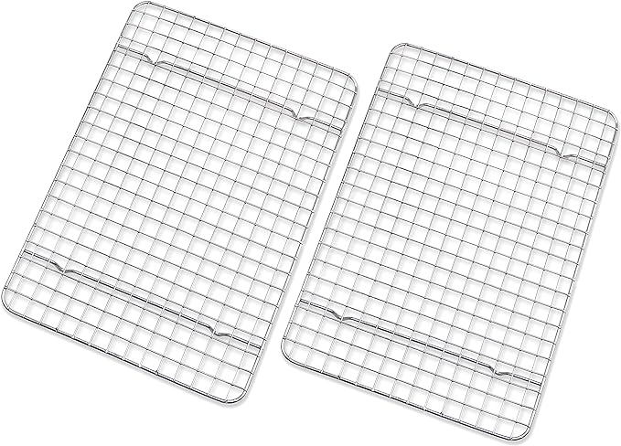 Checkered Chef Cooling Rack - Set of 2 Stainless Steel, Oven Safe Grid Wire Cookie Cooling Racks for Baking & Cooking - 8” x 11 ¾"