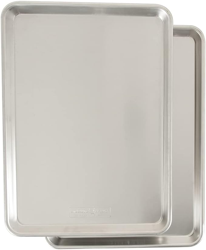 Nordic Ware Natural Aluminum Commercial Baker's Half Sheet, 2 Count (Pack of 1), Silver