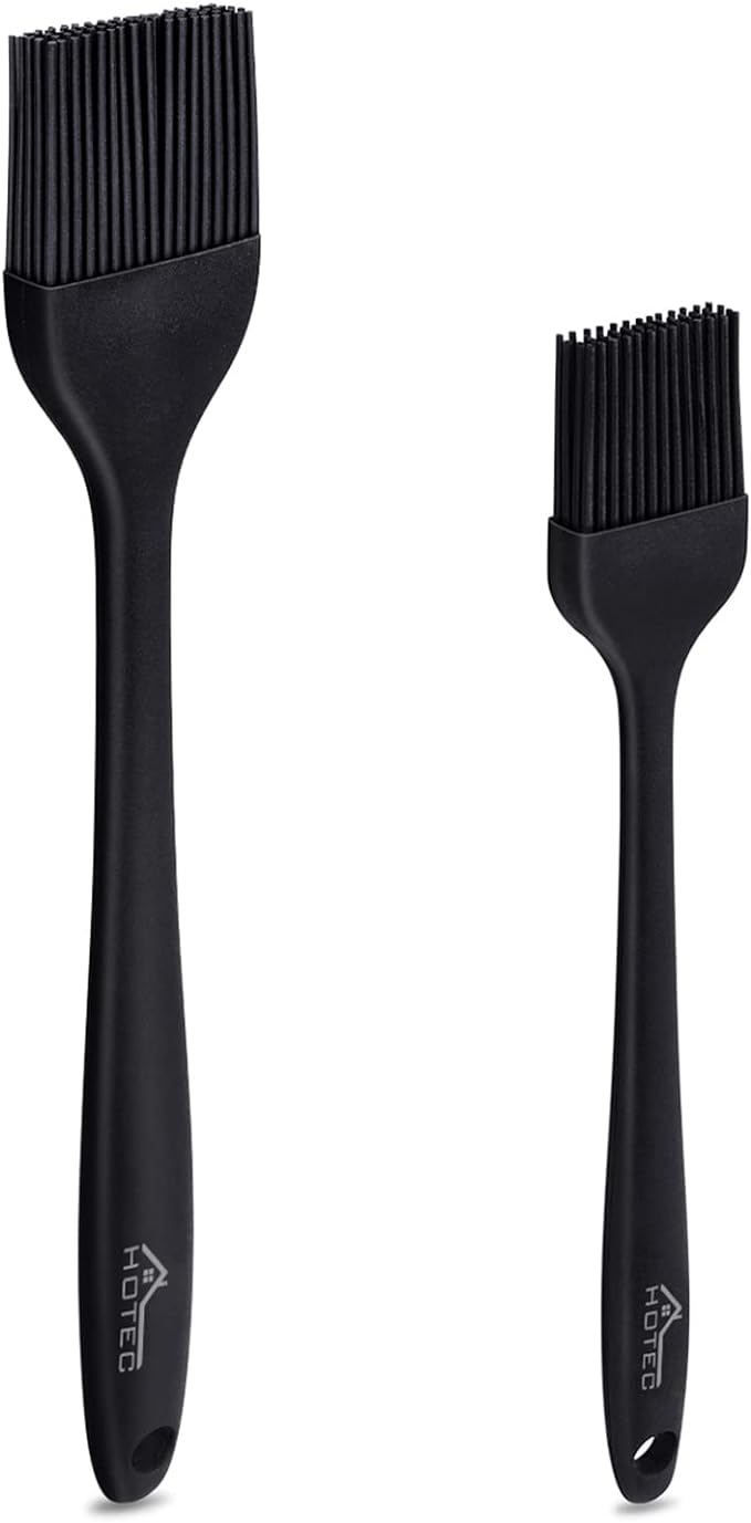 HOTEC Basting Brushes Silicone Heat Resistant Pastry Brushes Spread Oil Butter Sauce Marinades for BBQ Grill Barbecue Baking Kitchen Cooking BPA Free Dishwasher Safe (Black 2)