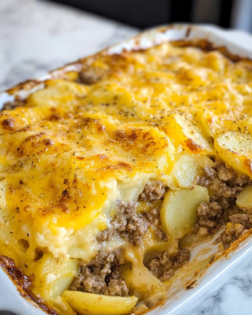 Cheesy Hamburger and Potato Casserole Recipe