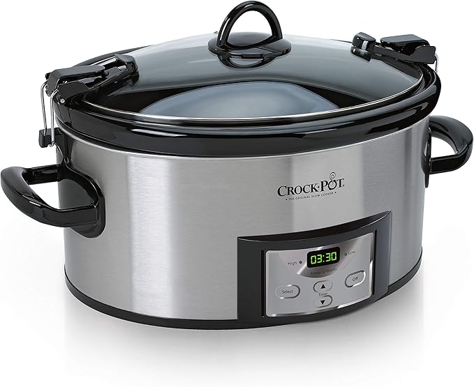 Crock-Pot 6 Quart Cook & Carry Programmable Slow Cooker with Digital Timer, Stainless Steel (CPSCVC60LL-S), pack of 1