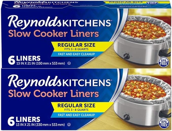 Reynolds Kitchens Slow Cooker Liners, Regular (Fits 3-8 Quarts), 6 Count (Pack of 2), 12 Total