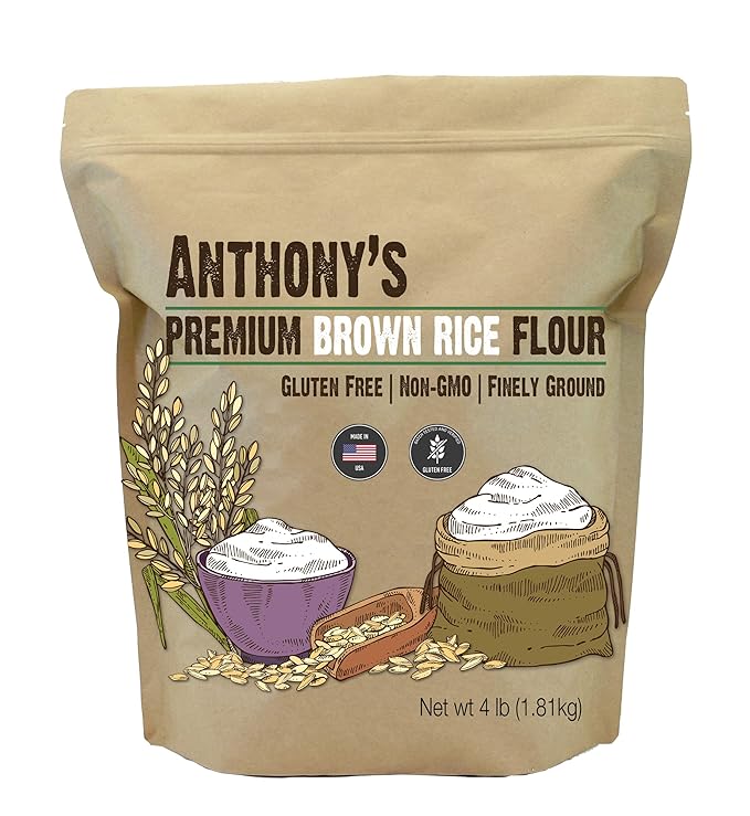 Anthony's Brown Rice Flour, 4 lb, Batch Tested Gluten Free, Product of USA