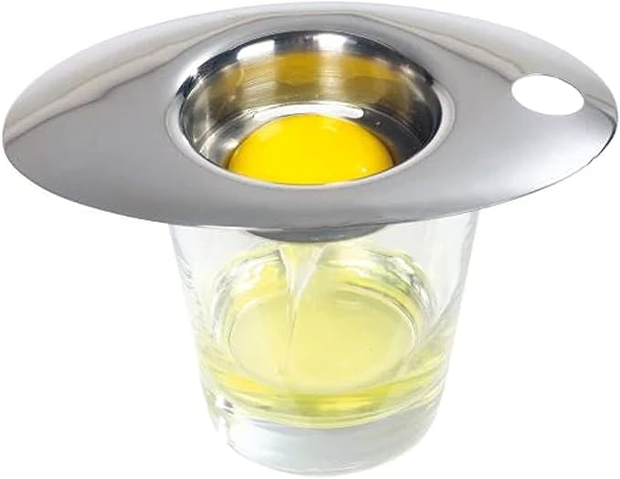 Cuisinox Egg Separator with Receptacle, Stainless Steel & Glass, 1.25" x 5.5"