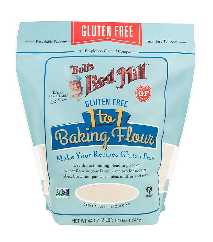 Bob's Red Mill Gluten Free 1 to 1 Baking Flour, 44 oz (Pack of 1) - Gluten Free, Non-GMO, Vegan, Kosher