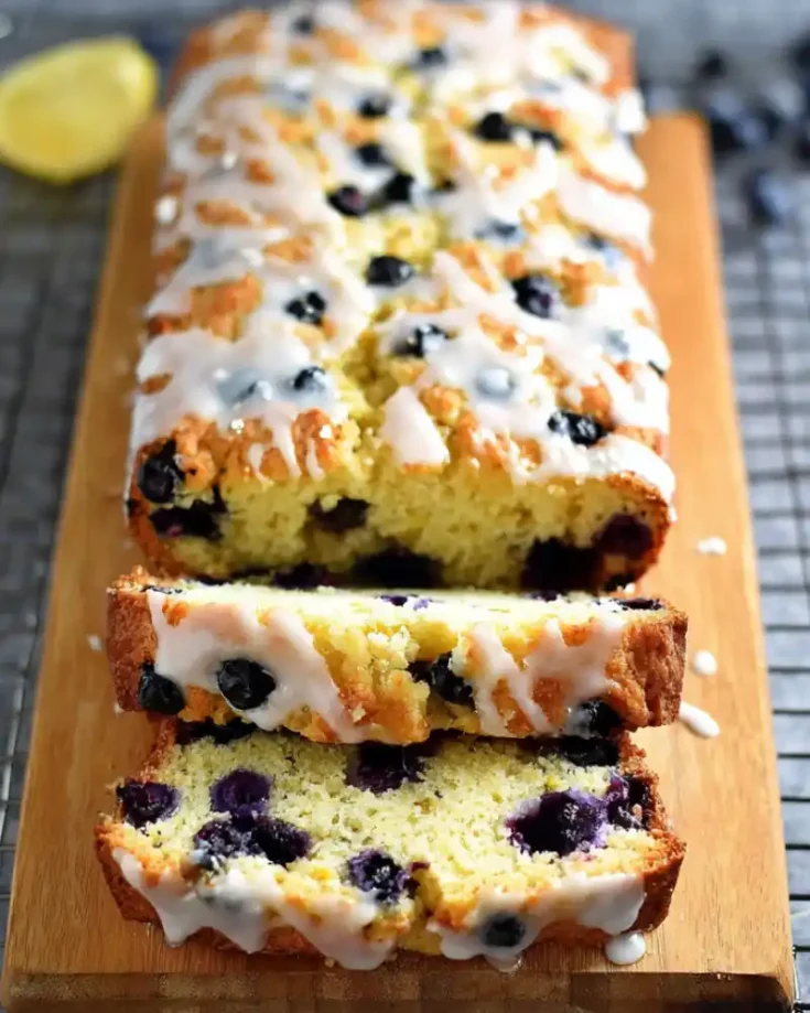 Glazed gluten free lemon blueberry bread