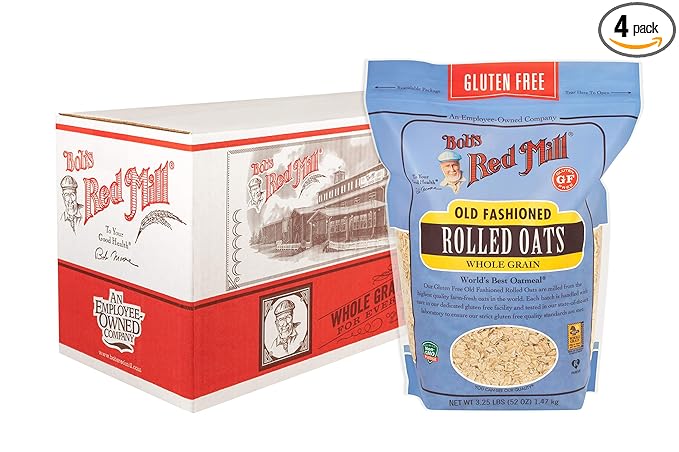 Bob's Red Mill Gluten Free Old Fashioned Rolled Oats, 52oz (Pack of 4) - Non GMO, Whole Grain, Vegan, Kosher