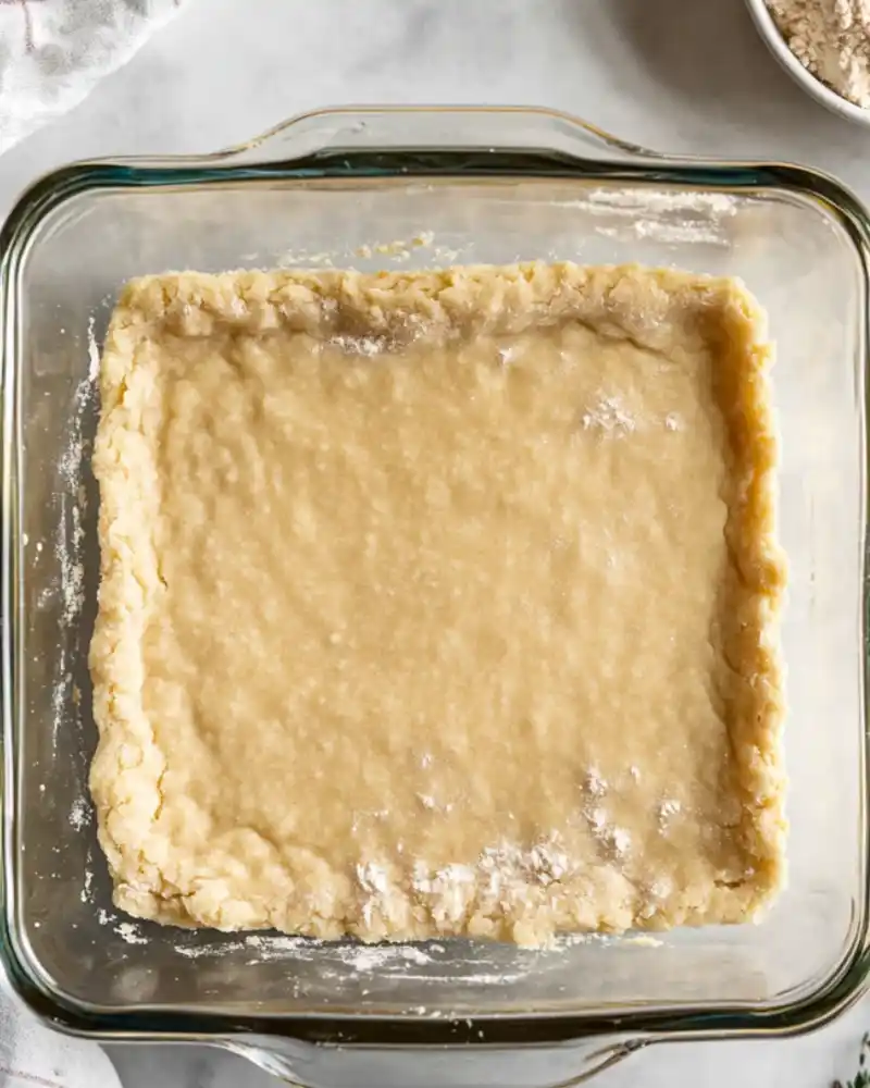 pressing gluten-free crust into baking pan