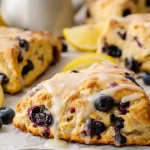 Gluten free lemon blueberry scones with glaze