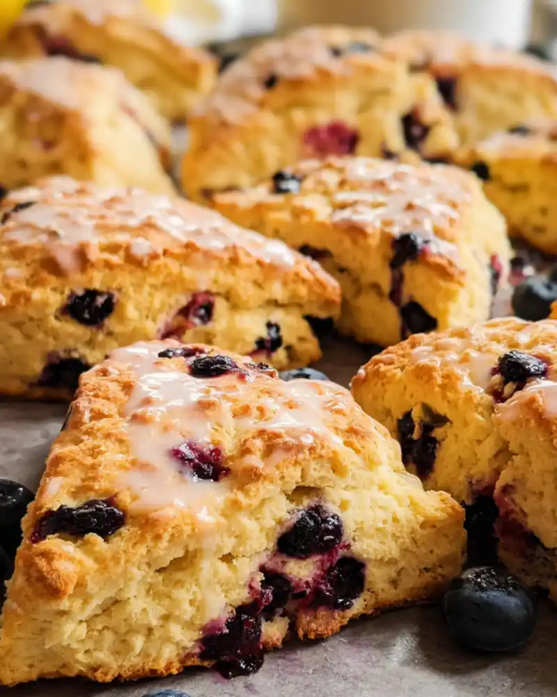Gluten free lemon blueberry scones with glaze