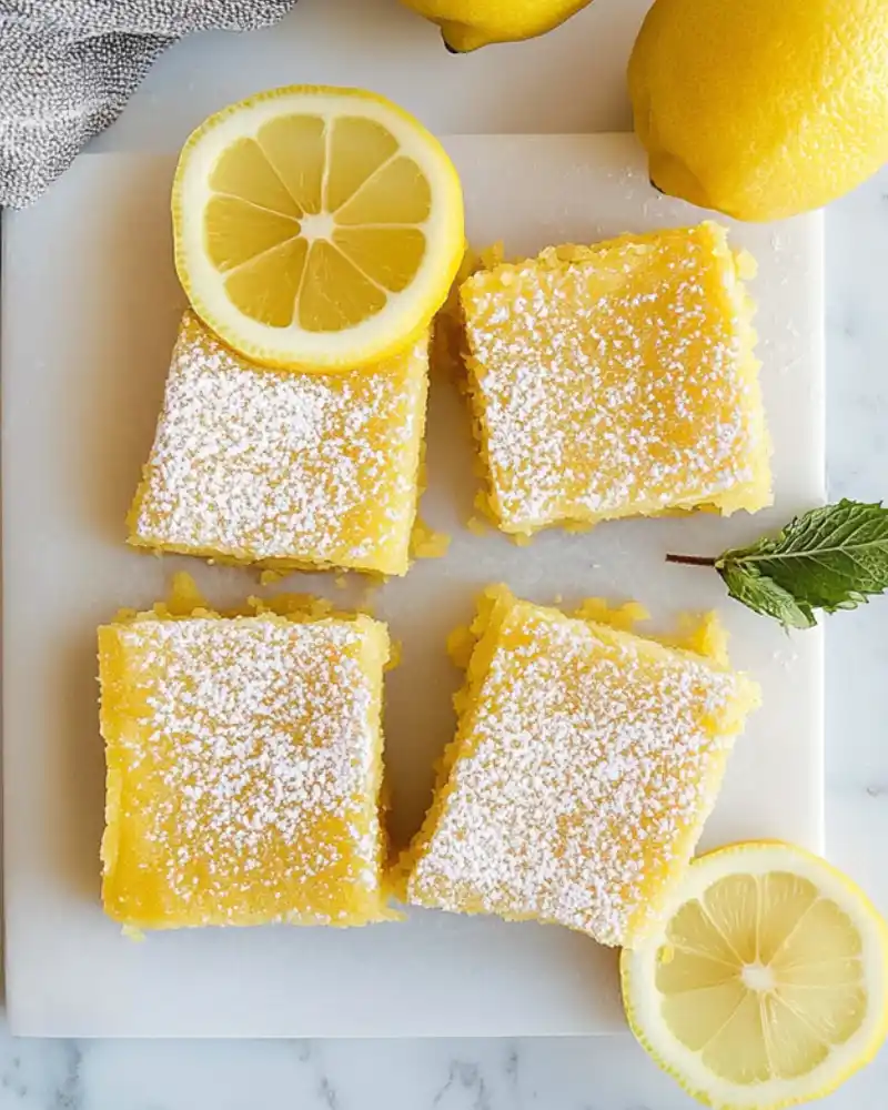 serving lemon bars gluten free on white plate
