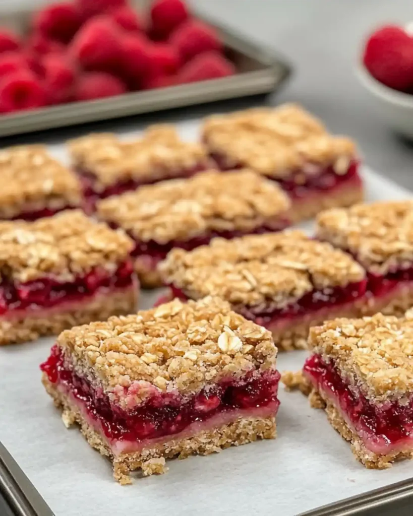 gluten-free raspberry crumble bars fresh from oven