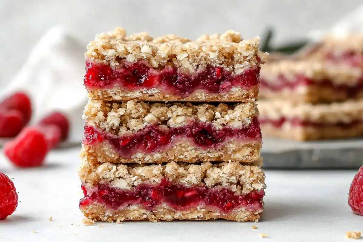 gluten-free raspberry crumble bars fresh from oven