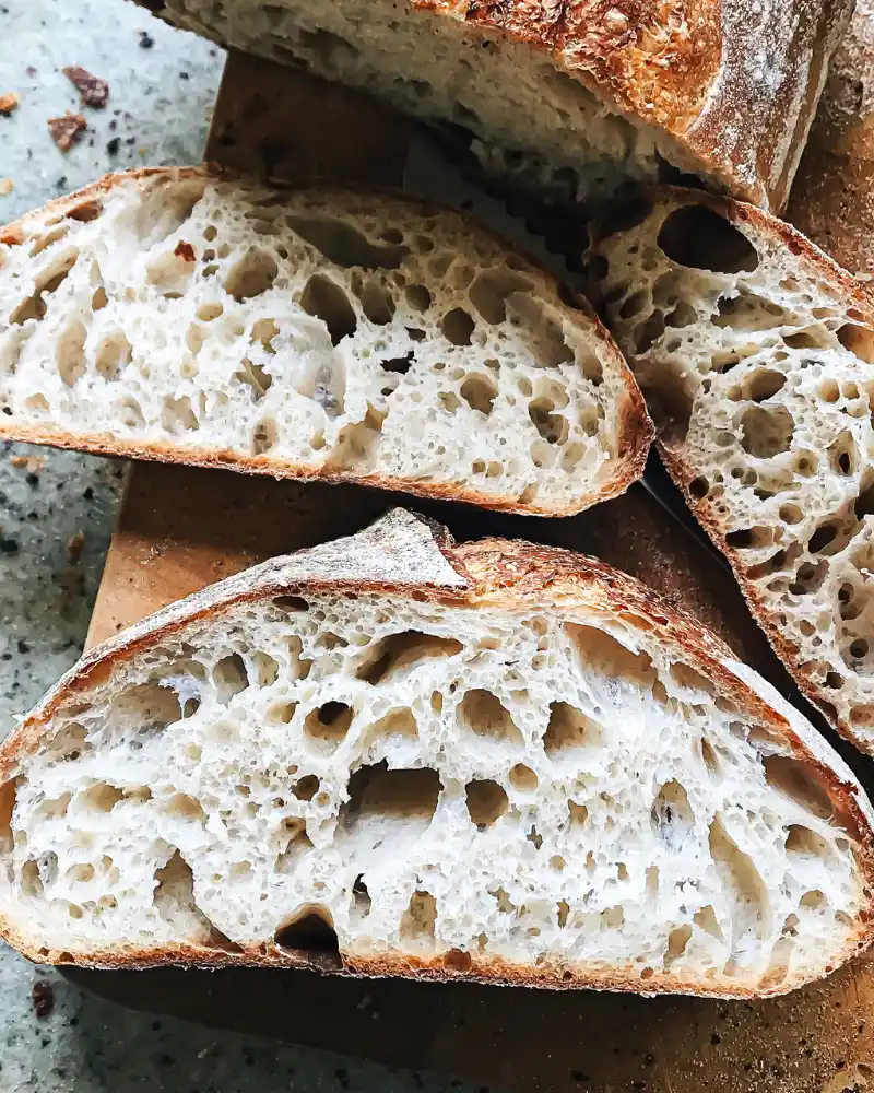 slices of organic sourdough bread