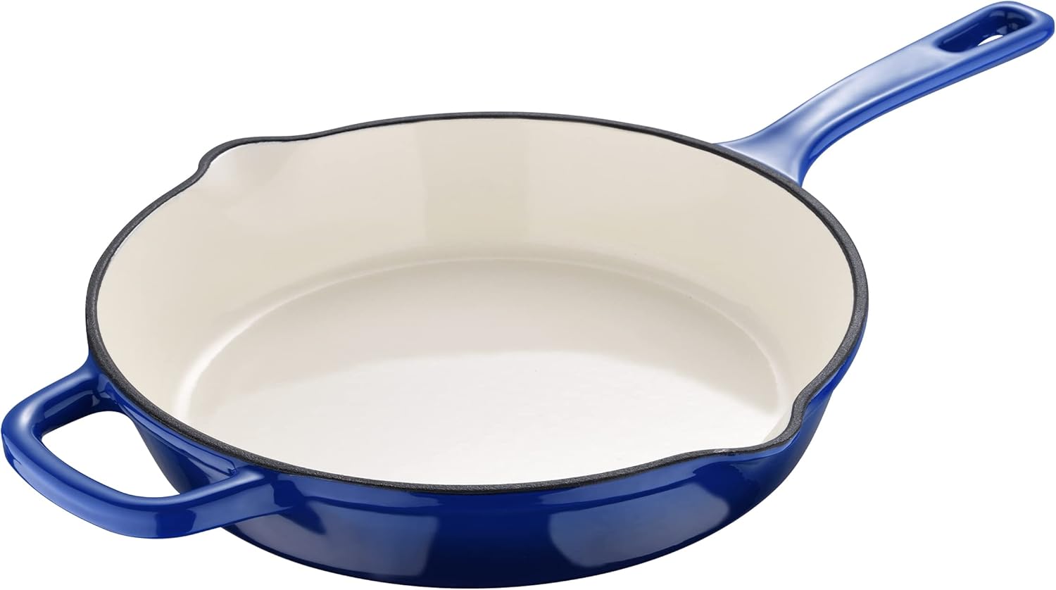 MasterPRO - Legacy Enameled Cast Iron Collection - 10” Fry Pan with Helper Handle - Gorgeous Oven to Table Presentation with Ombre Design on the Cookware - Blue