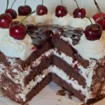 Gluten-Free Black Forest Gateau with chocolate, cherries, and cream