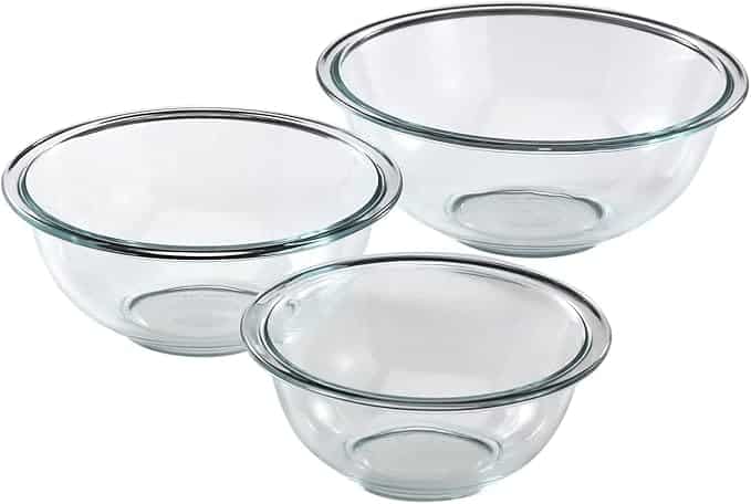 Pyrex Essentials (3-Piece) Glass Mixing Bowls Set For Prepping, Baking and Cooking, Preheated Oven, Dishwasher, Freezer, and Microwave Safe