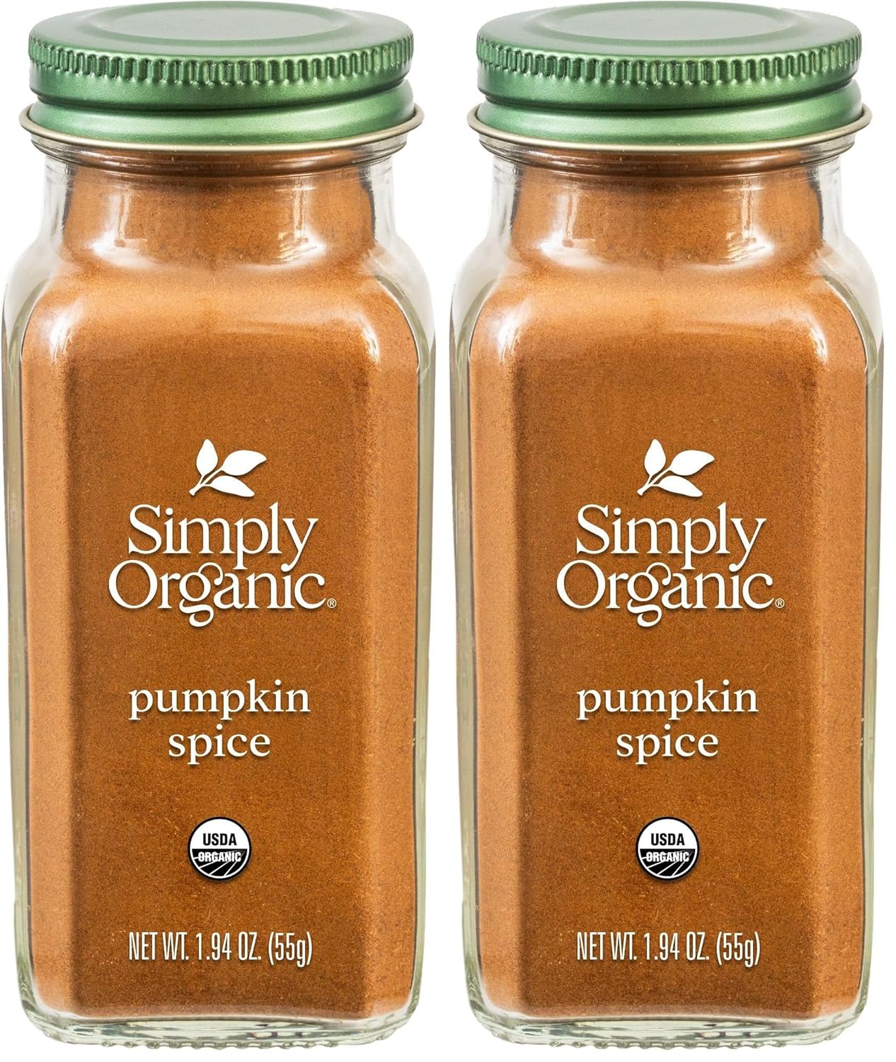 Simply Organic Pumpkin Spice, 1.94-Ounce Jar, Organic Nutmeg, Cloves, Ginger & Cinnamon, Enhances Tea, Seasoning, Kosher (Pack of 2)
