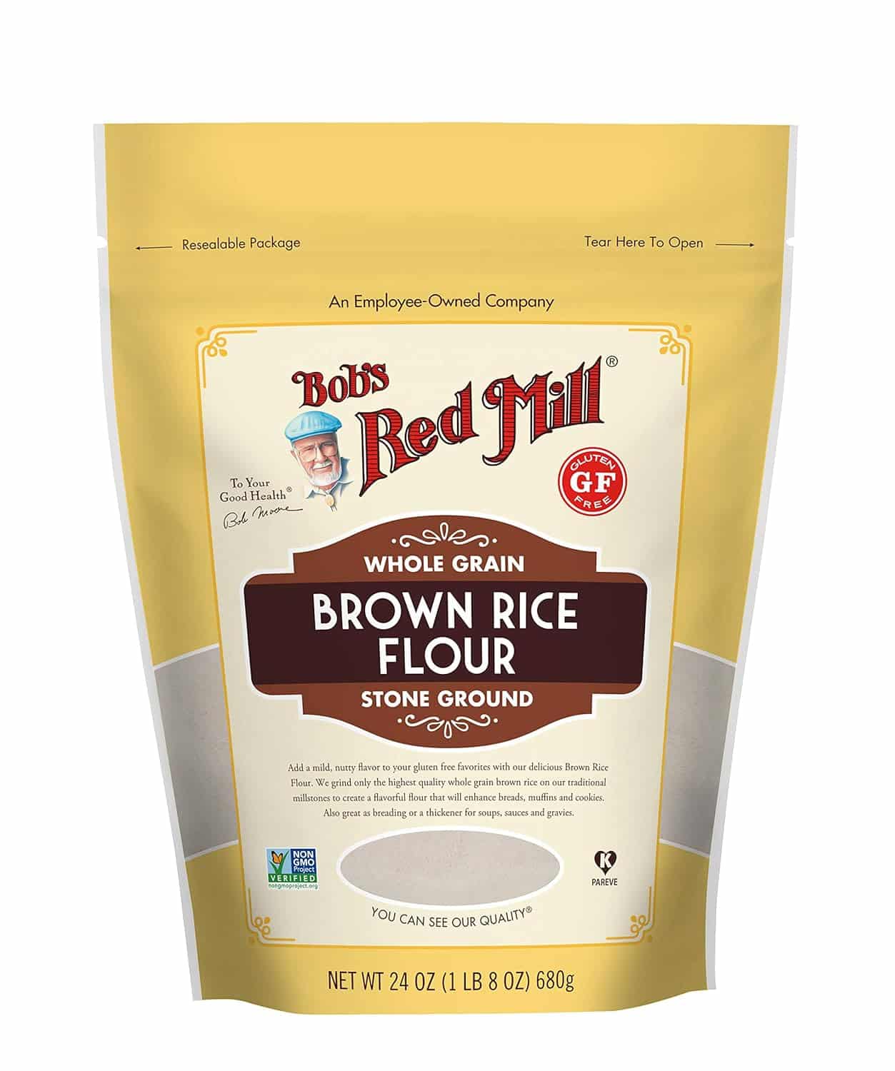Bob's Red Mill Brown Rice Flour, 24oz (Pack of 1) - Non GMO, Whole Grain, Vegan, Kosher
