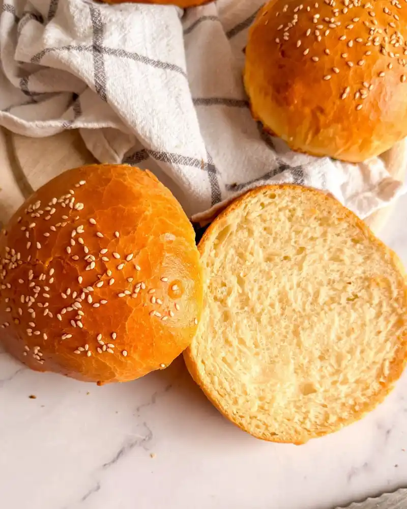 Soft gluten-free hamburger buns.