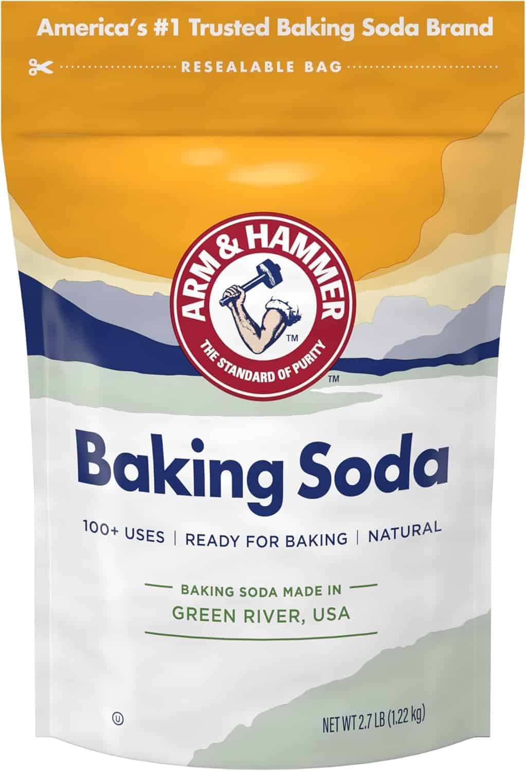 ARM & Hammer Baking Soda Made in USA, Ideal for Baking, Pure & Natural, 2.7lb Bag