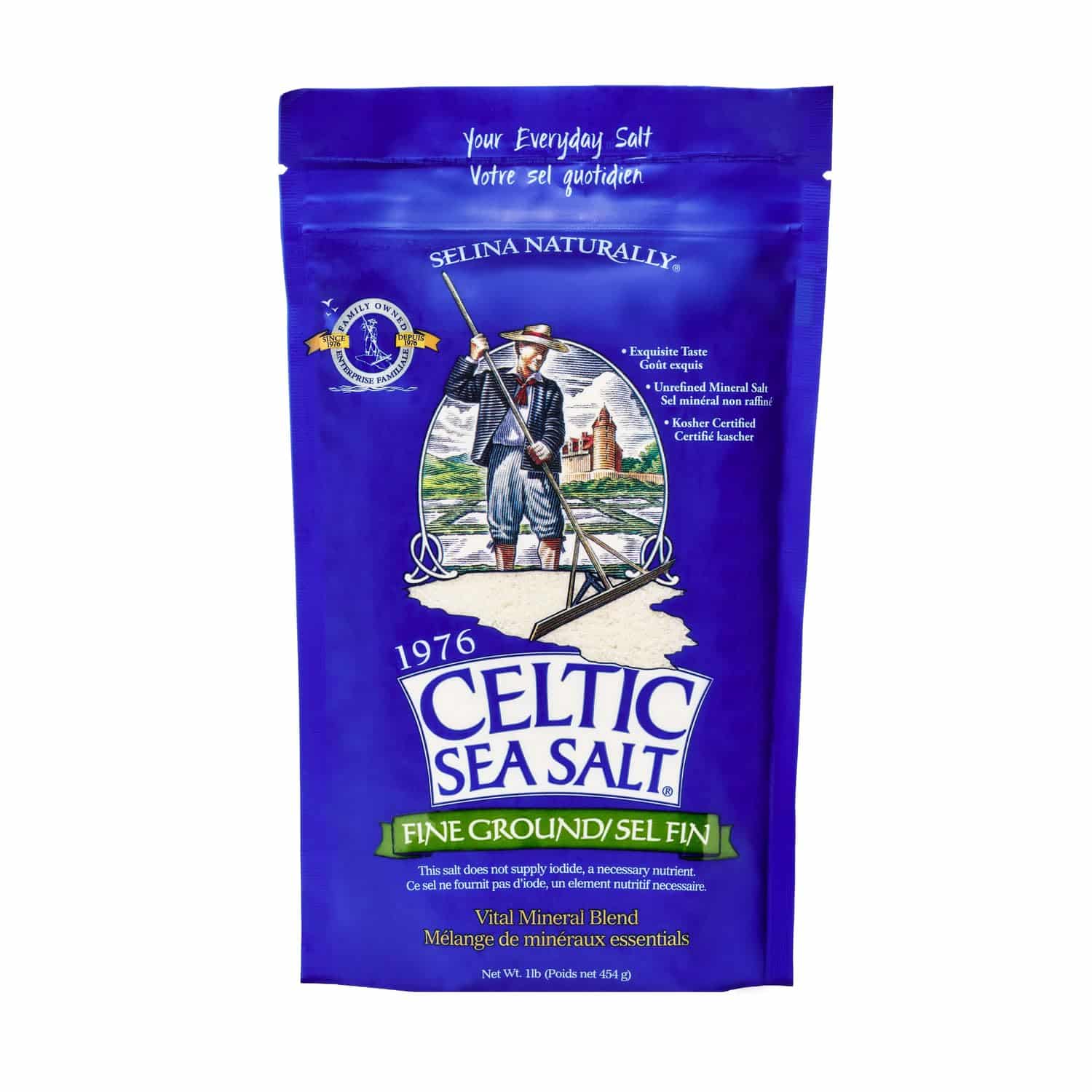 Celtic Sea Salt, Fine Ground Mineral Sea Salt, 1 lb Resealable Bag, Unrefined Hydration, Vital Minerals, Family Founded Since 1976