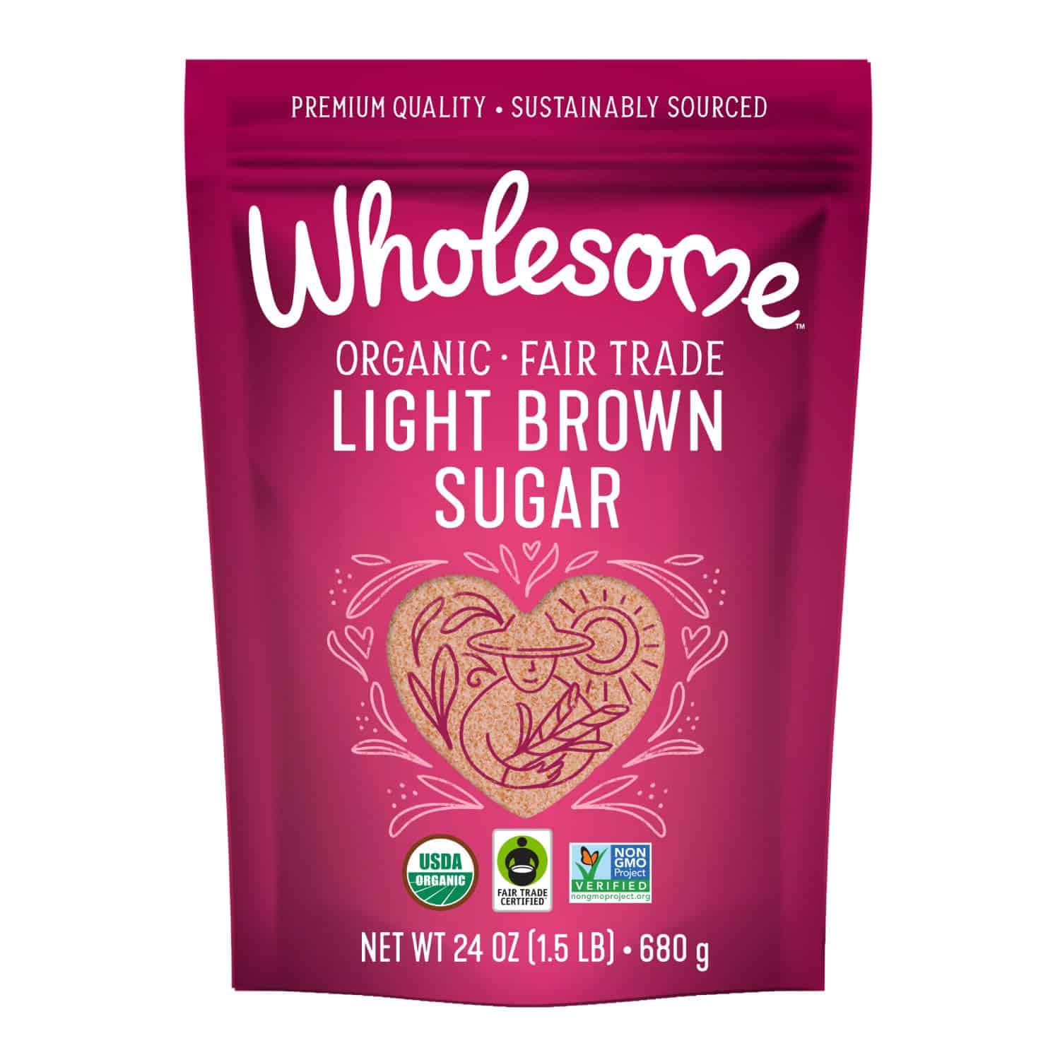 Wholesome Sweeteners Fair Trade Organic Light Brown Sugar, 24-Ounce Pouches (Pack of 6)