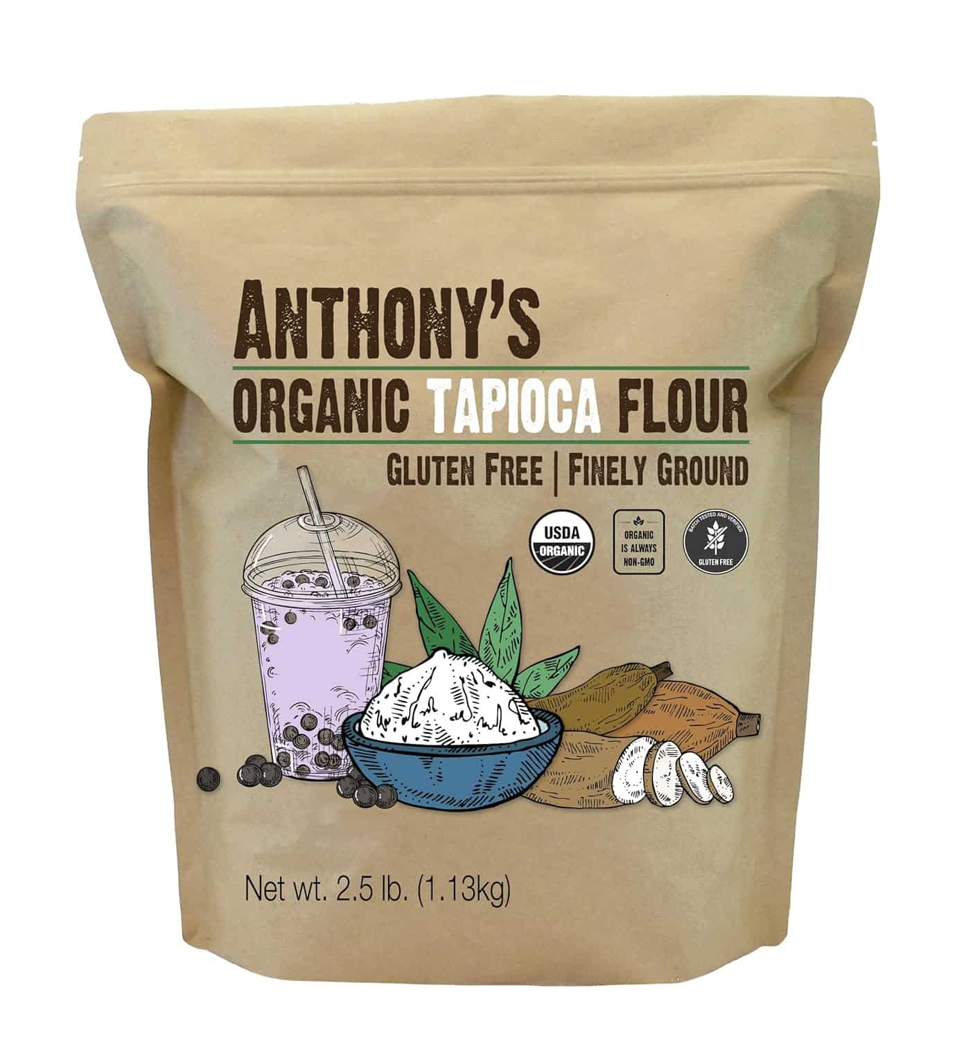 Anthony's Organic Tapioca Flour Starch, 2.5 lb, Gluten Free, Non GMO