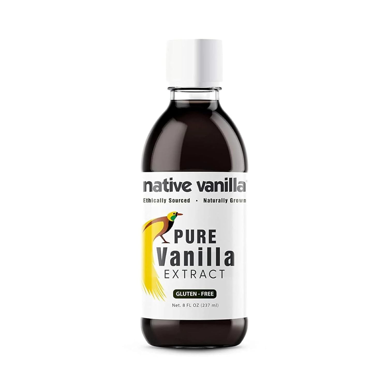 8 oz Pure Vanilla Extract - 100% Real Vanilla Extract - For Cooking, Drinks & Desserts - 100% Vegan, Sugar Free & Kosher - Non-GMO & Gluten-Free - Native Vanilla