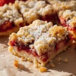 Gluten-free strawberry crumb cake with sliced strawberries and crumb topping