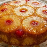 Gluten-Free Pineapple Upside Down Cake on cake stand