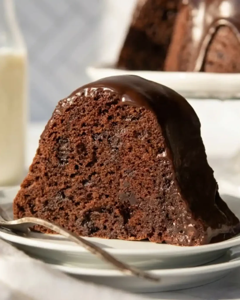 single slice of rich gluten-free chocolate bundt cake