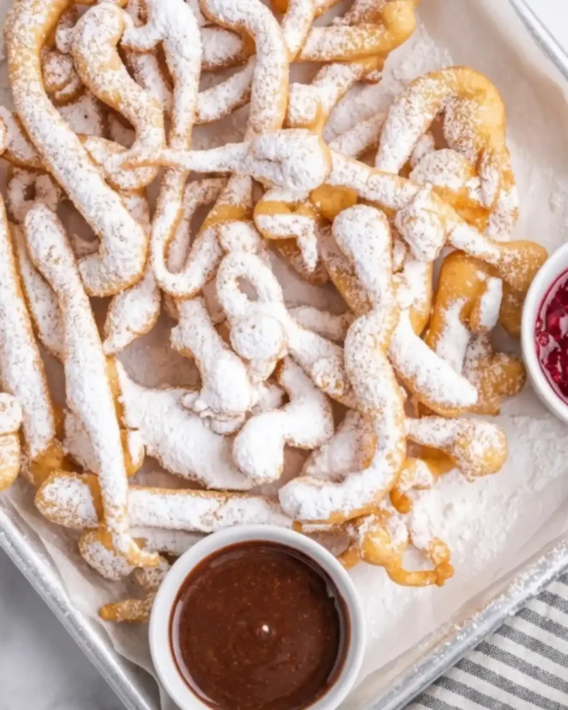 Gluten-Free Funnel Cake Fries dusted with powdered sugar