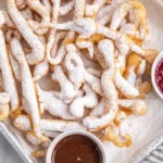Gluten-Free Funnel Cake Fries dusted with powdered sugar