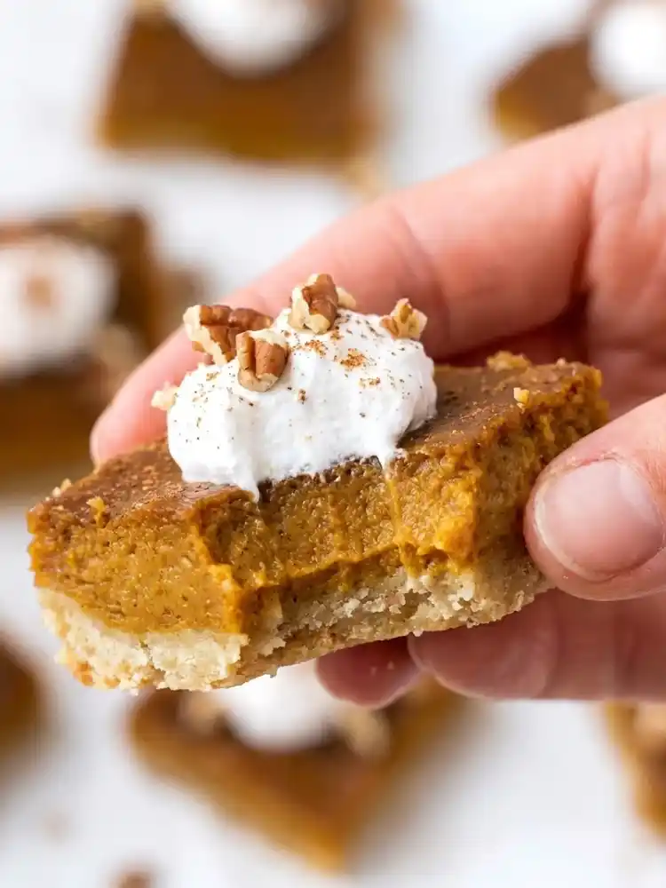 Gluten-Free Pumpkin Pie Bars with creamy pumpkin filling and almond flour crust